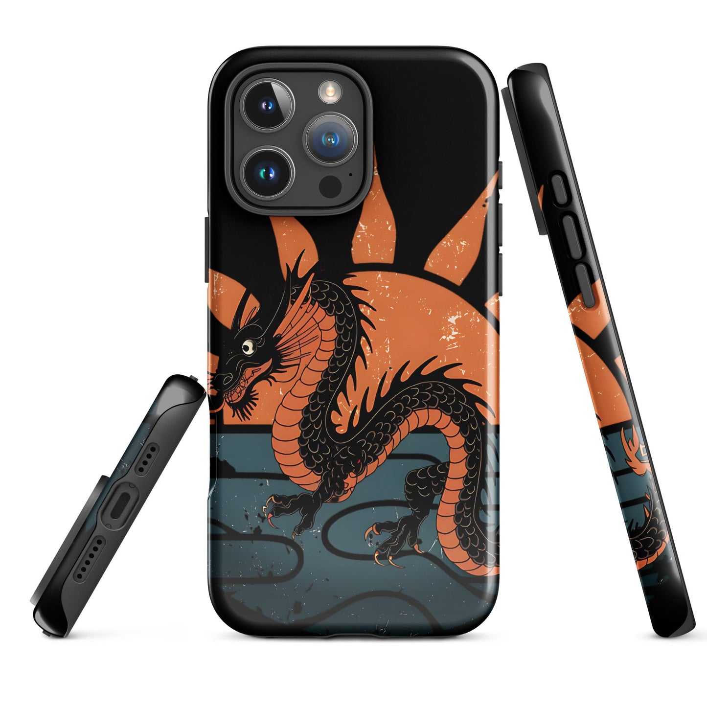 iPhone Tough Case with Black Chinese Dragon and Red Sunset Design - Sublimegifts4u.com