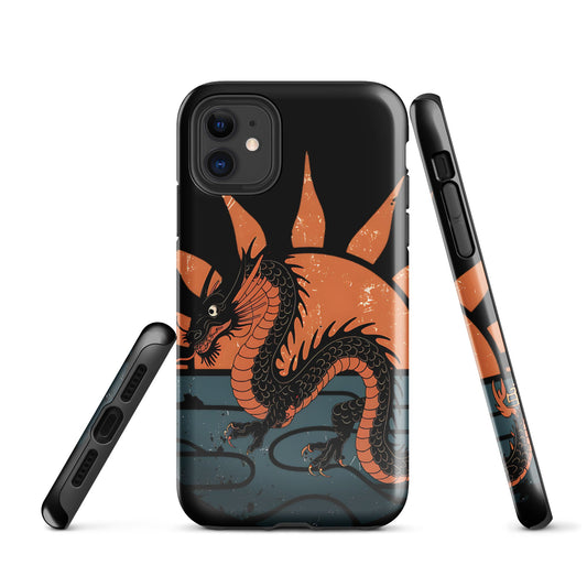 iPhone Tough Case with Black Chinese Dragon and Red Sunset Design - Sublimegifts4u.com