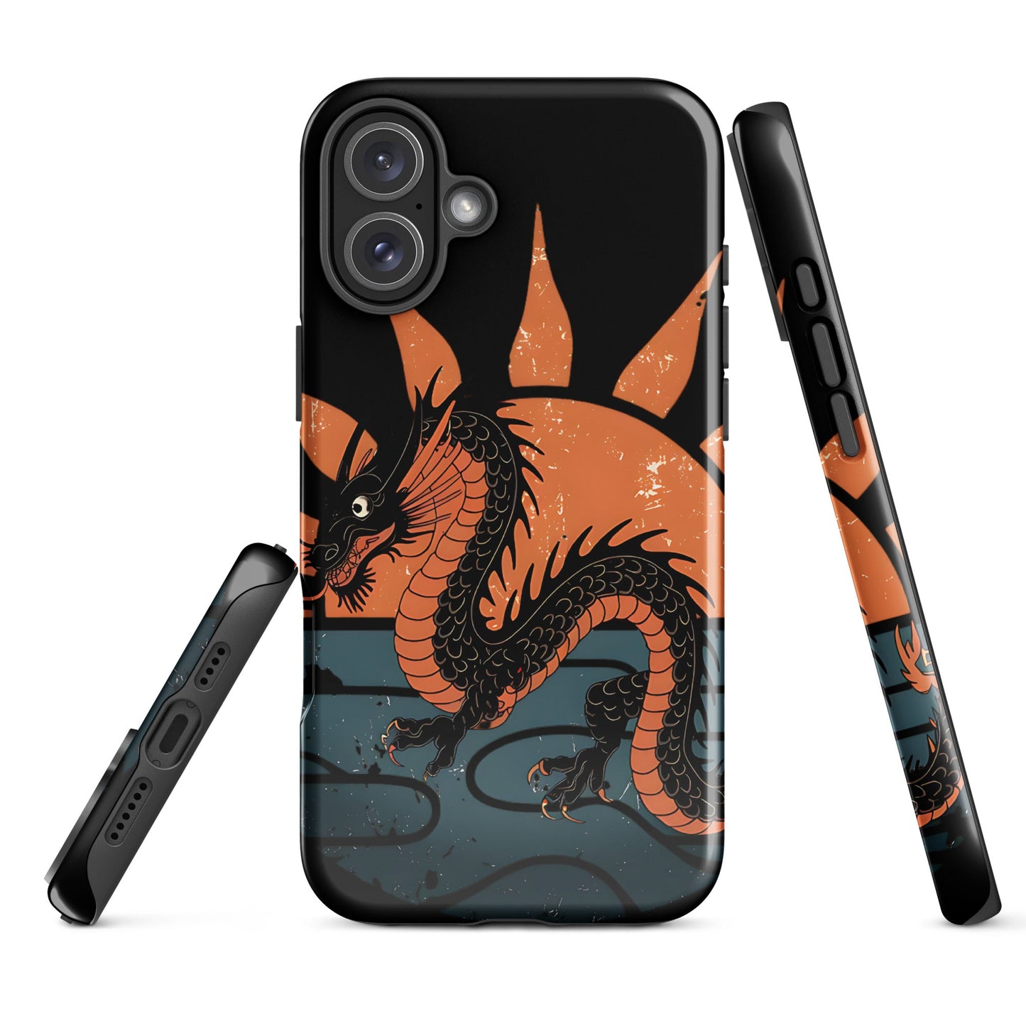 iPhone Tough Case with Black Chinese Dragon and Red Sunset Design - Sublimegifts4u.com