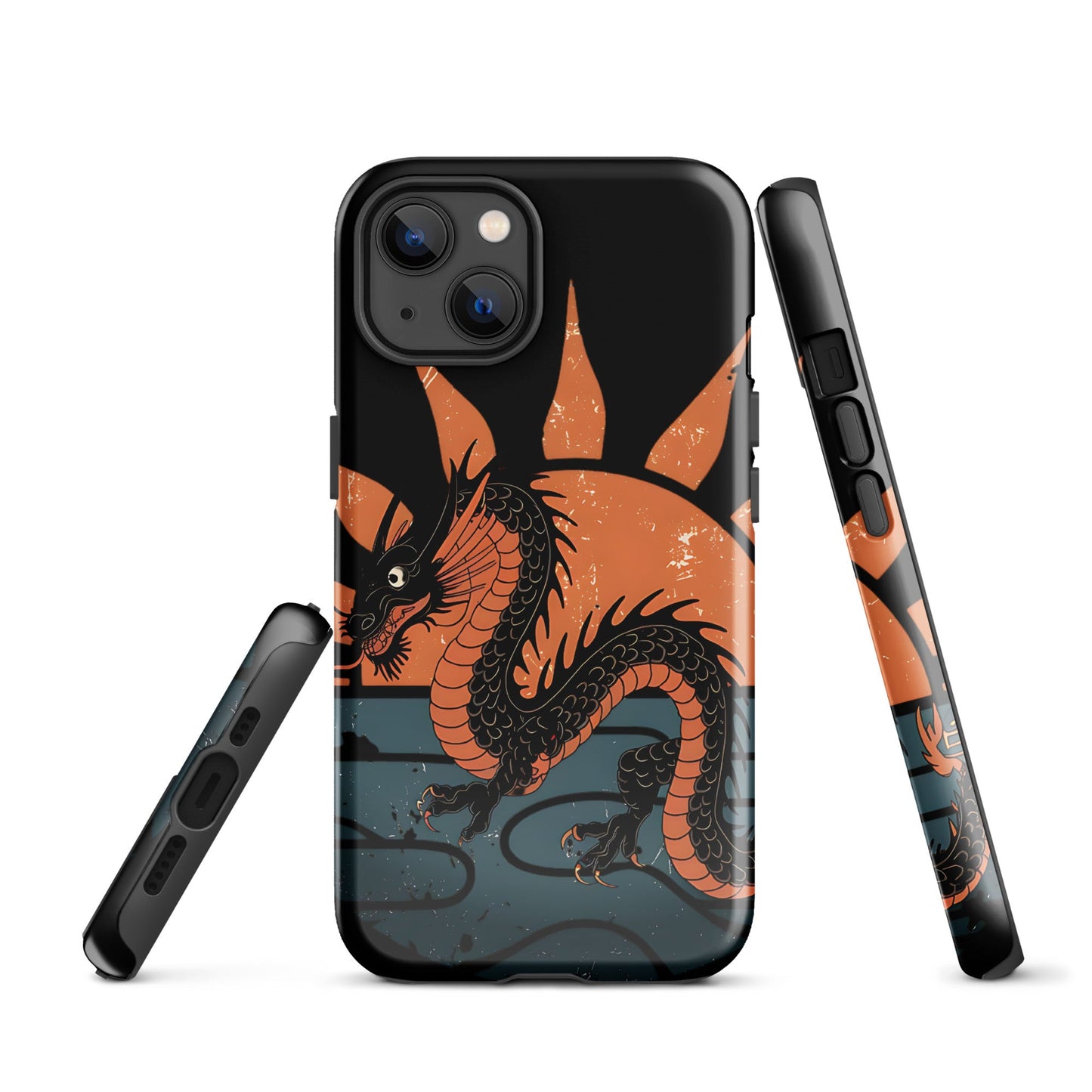 iPhone Tough Case with Black Chinese Dragon and Red Sunset Design - Sublimegifts4u.com