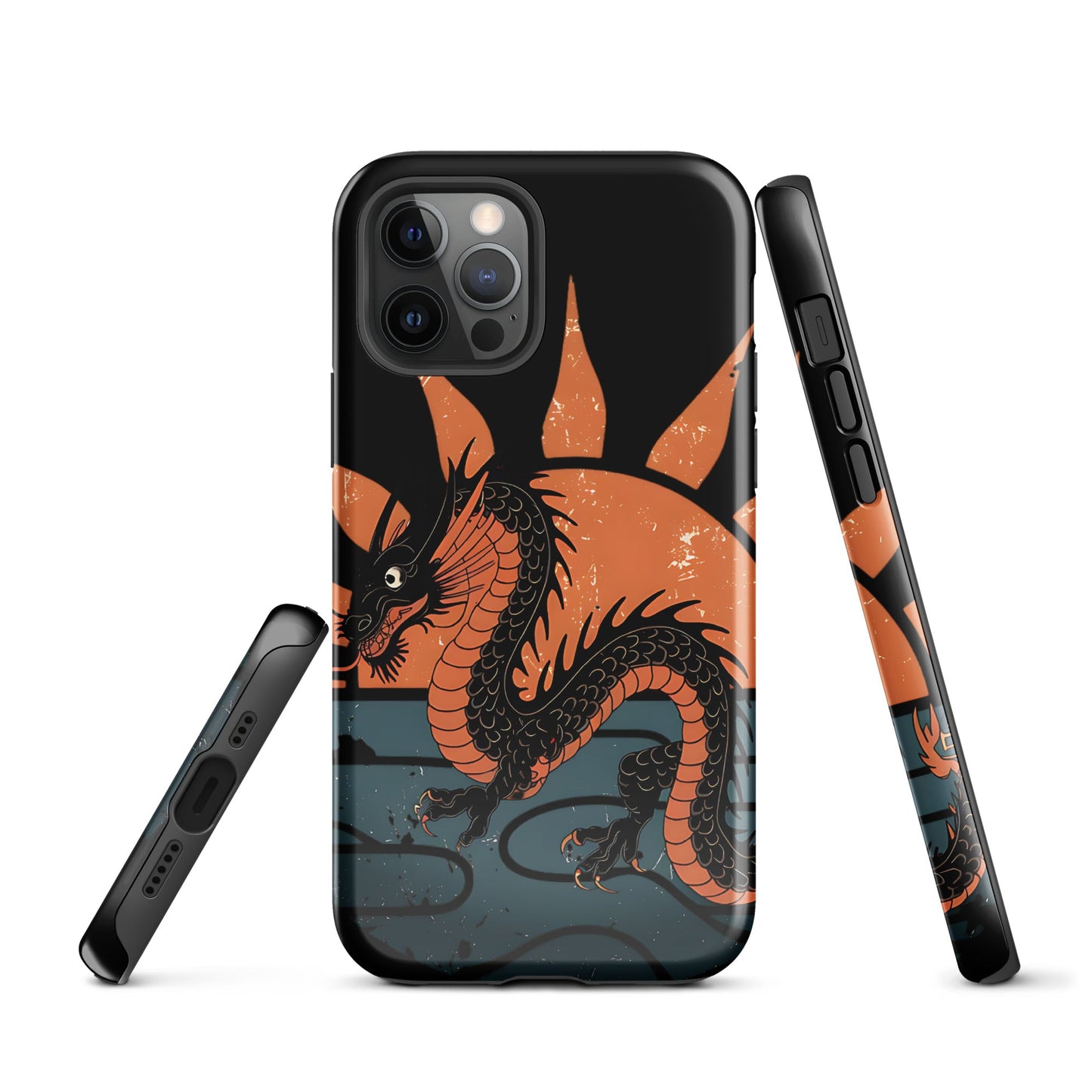 iPhone Tough Case with Black Chinese Dragon and Red Sunset Design - Sublimegifts4u.com