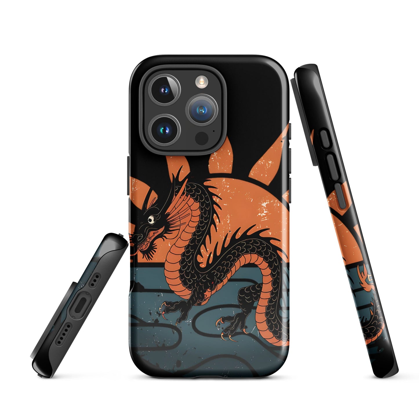 iPhone Tough Case with Black Chinese Dragon and Red Sunset Design - Sublimegifts4u.com