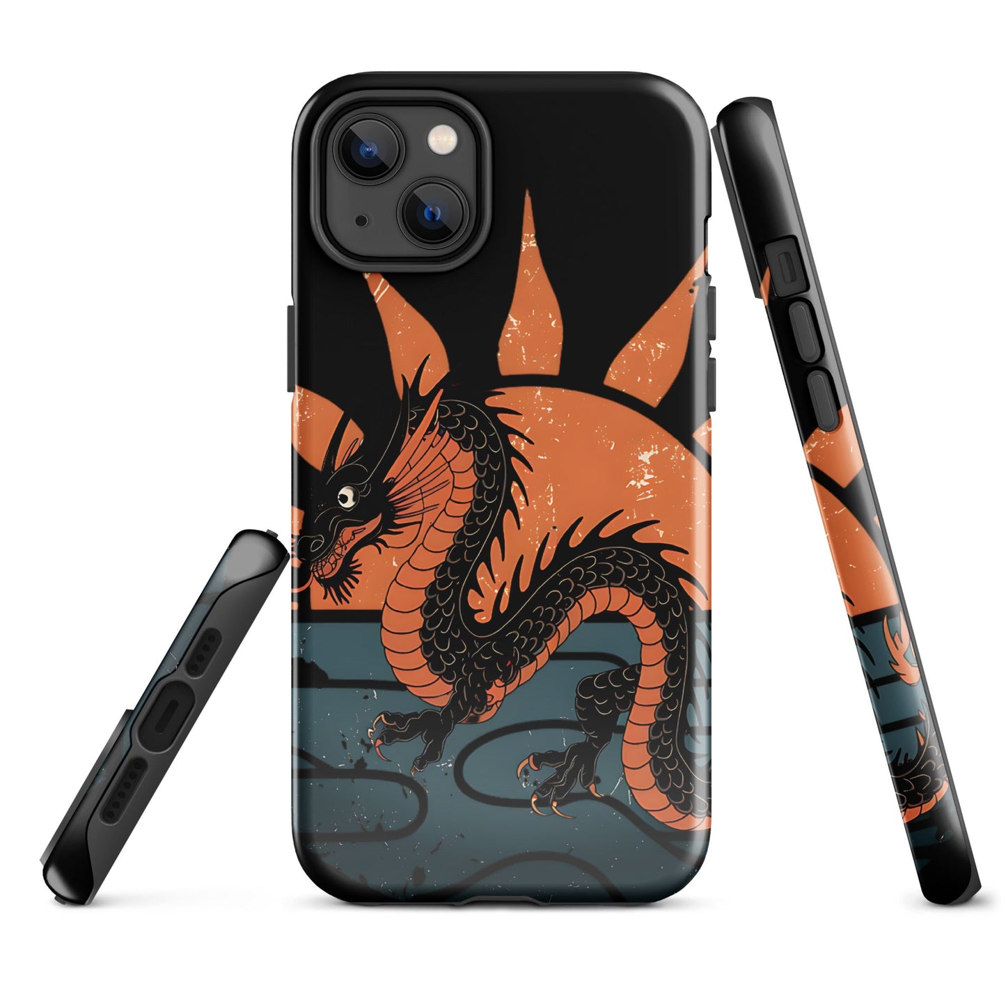 iPhone Tough Case with Black Chinese Dragon and Red Sunset Design - Sublimegifts4u.com