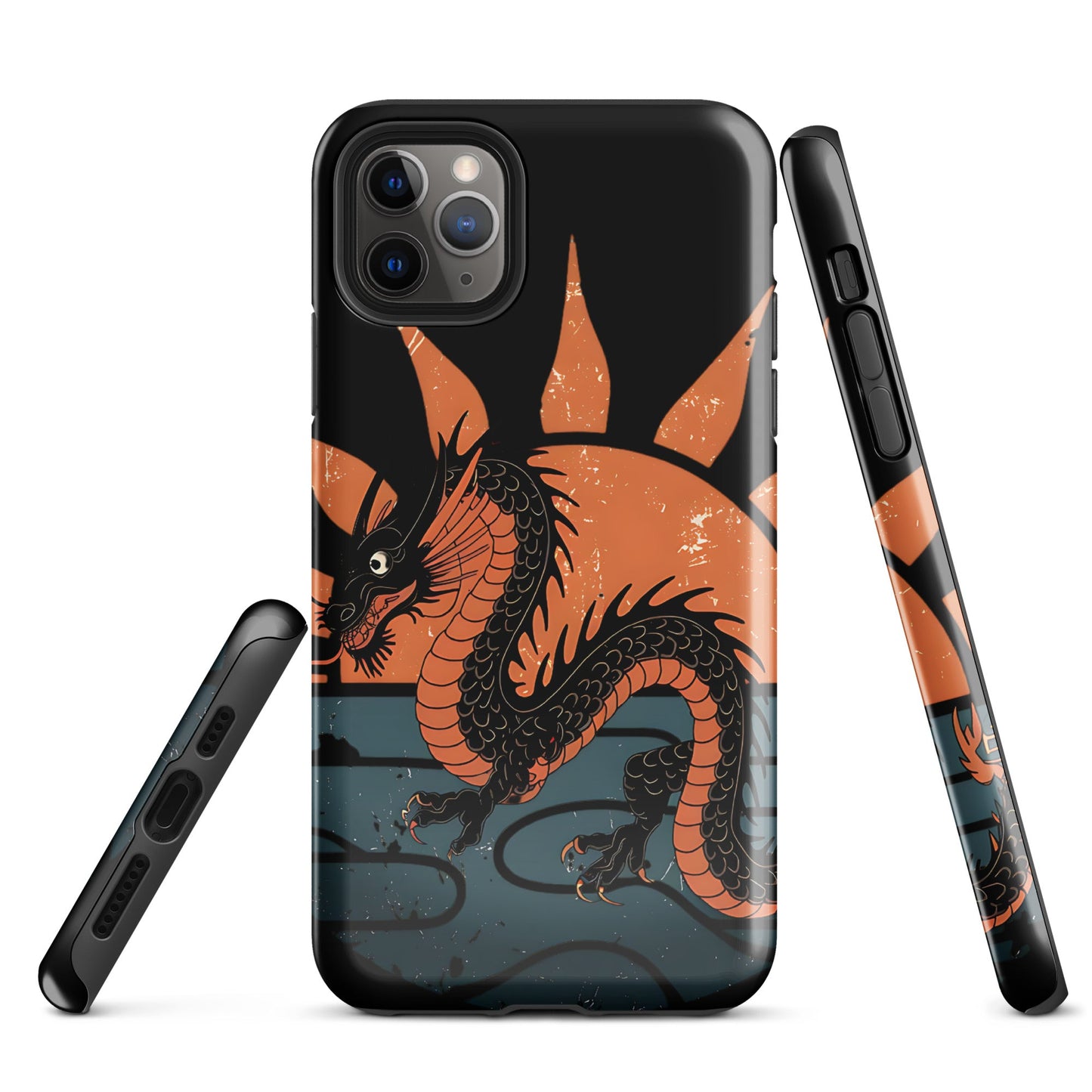 iPhone Tough Case with Black Chinese Dragon and Red Sunset Design - Sublimegifts4u.com