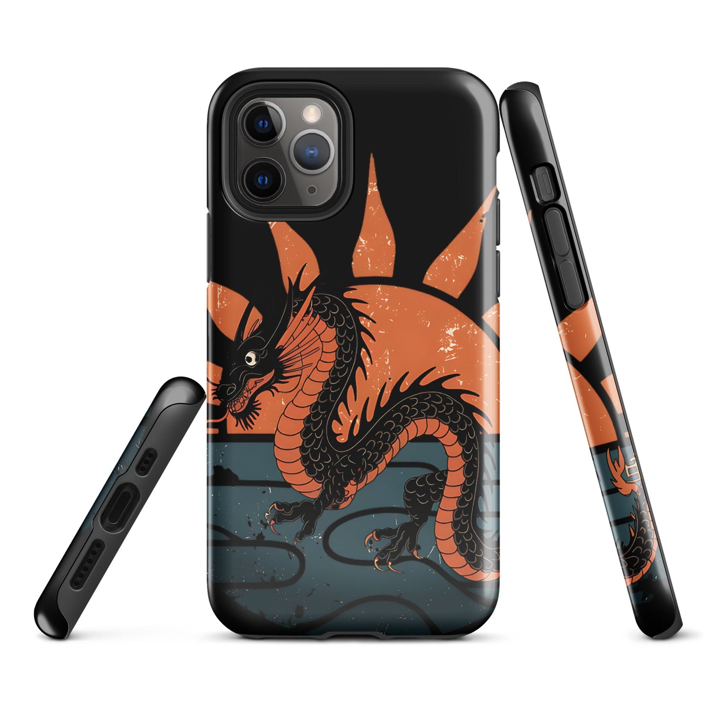 iPhone Tough Case with Black Chinese Dragon and Red Sunset Design - Sublimegifts4u.com