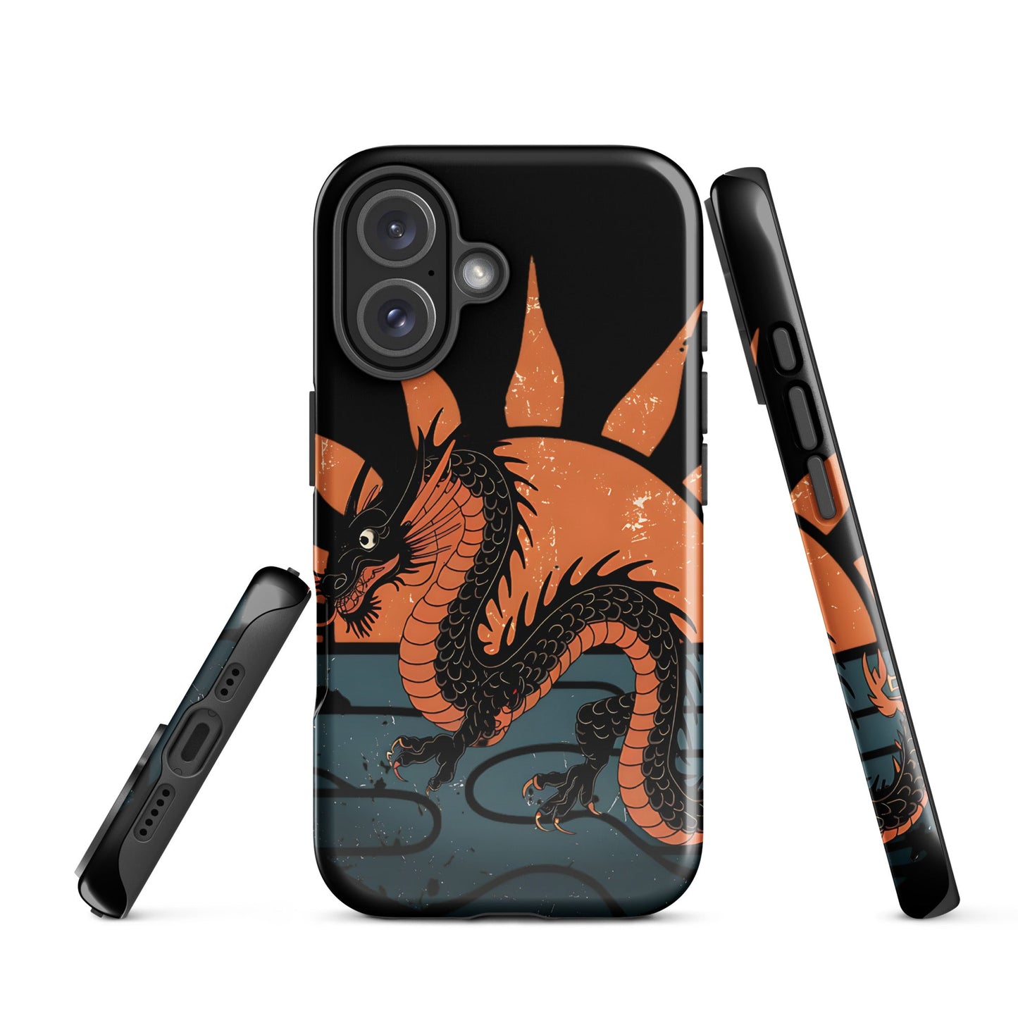 iPhone Tough Case with Black Chinese Dragon and Red Sunset Design - Sublimegifts4u.com