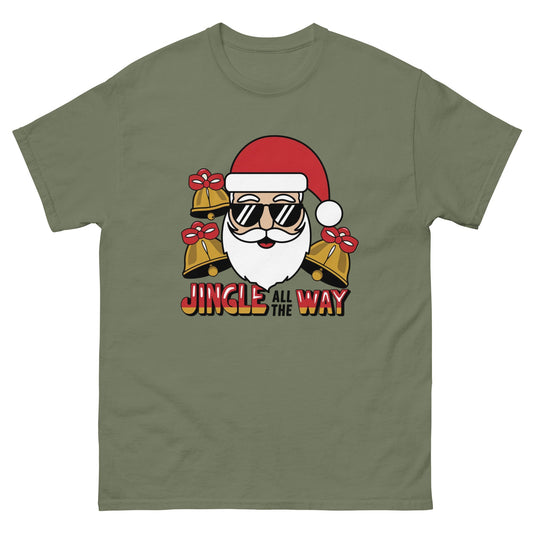 Jingle All the Way" Santa with Shades Women's Christmas Tee - Sublimegifts4u.com