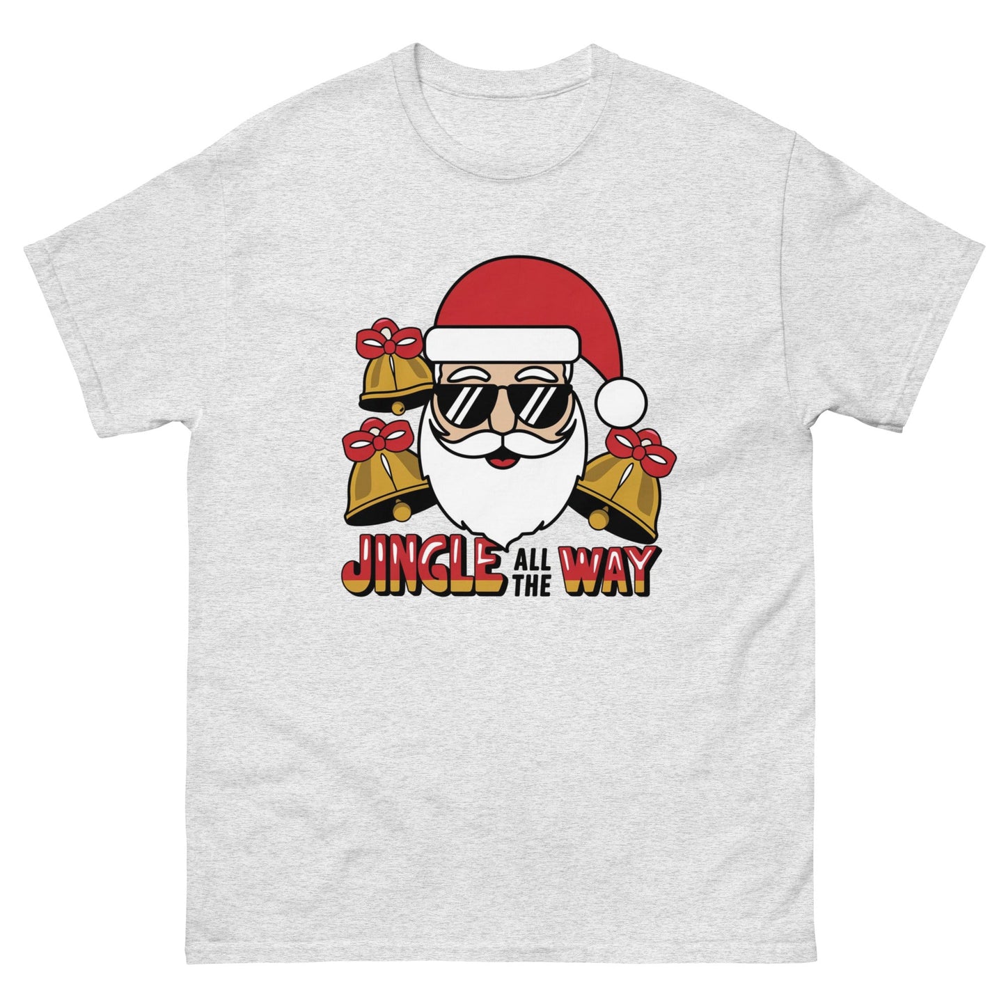 Jingle All the Way" Santa with Shades Women's Christmas Tee - Sublimegifts4u.com