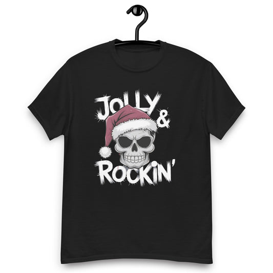 Jolly and Rockin" Skull with Santa Hat Men's T-Shirt - Sublimegifts4u.com