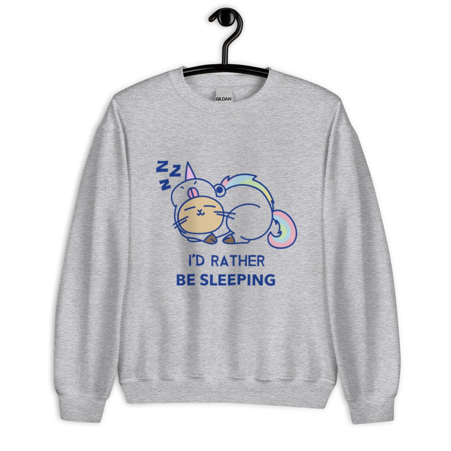 Kawaii Cat "I'd Rather Be Sleeping" Women's Sweatshirt - Cozy & Cute - Sublimegifts4u.com