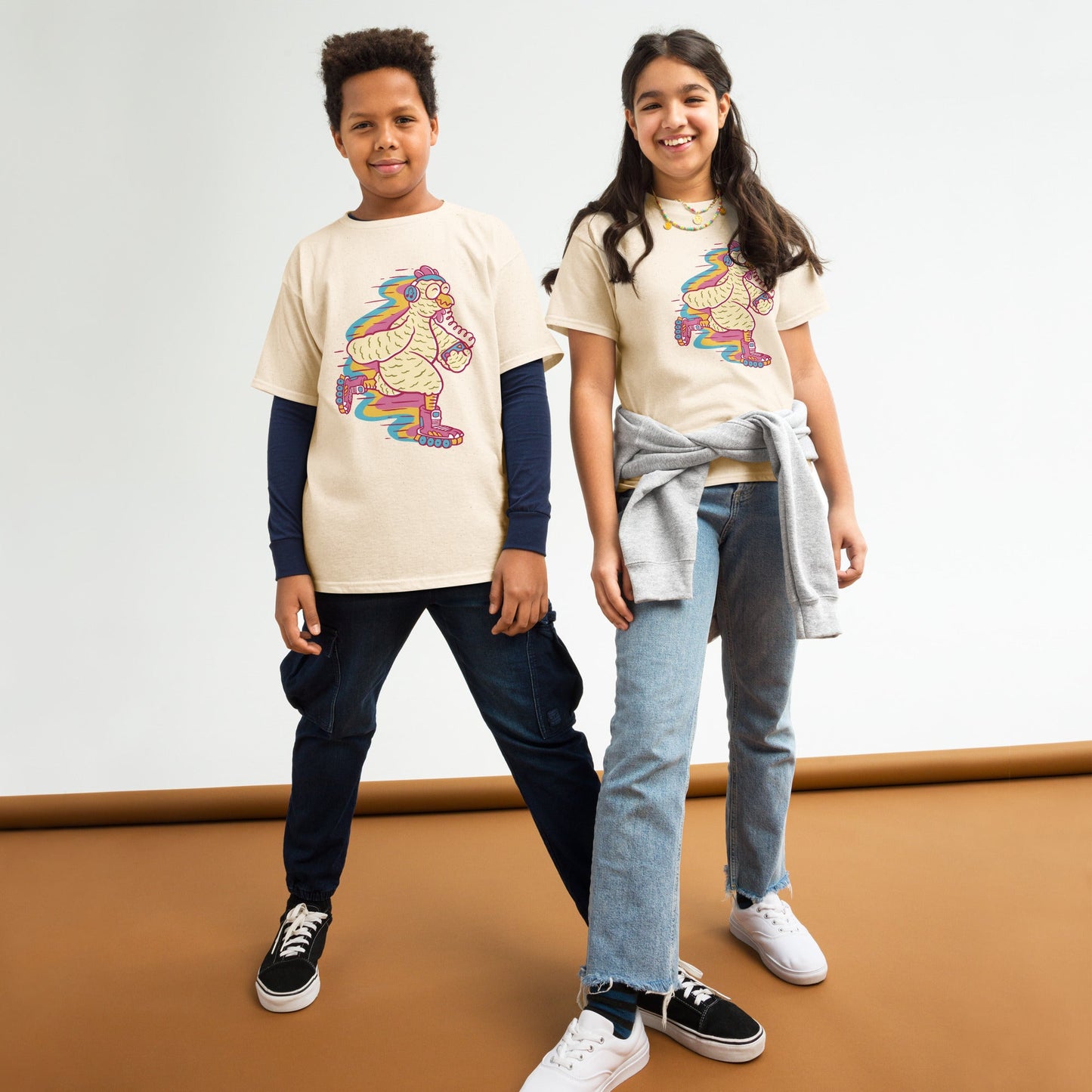 Kids Big Bird Rollerskating Tee - Y2K Design | Youth Sizes S - XL - Sublimegifts4u.com