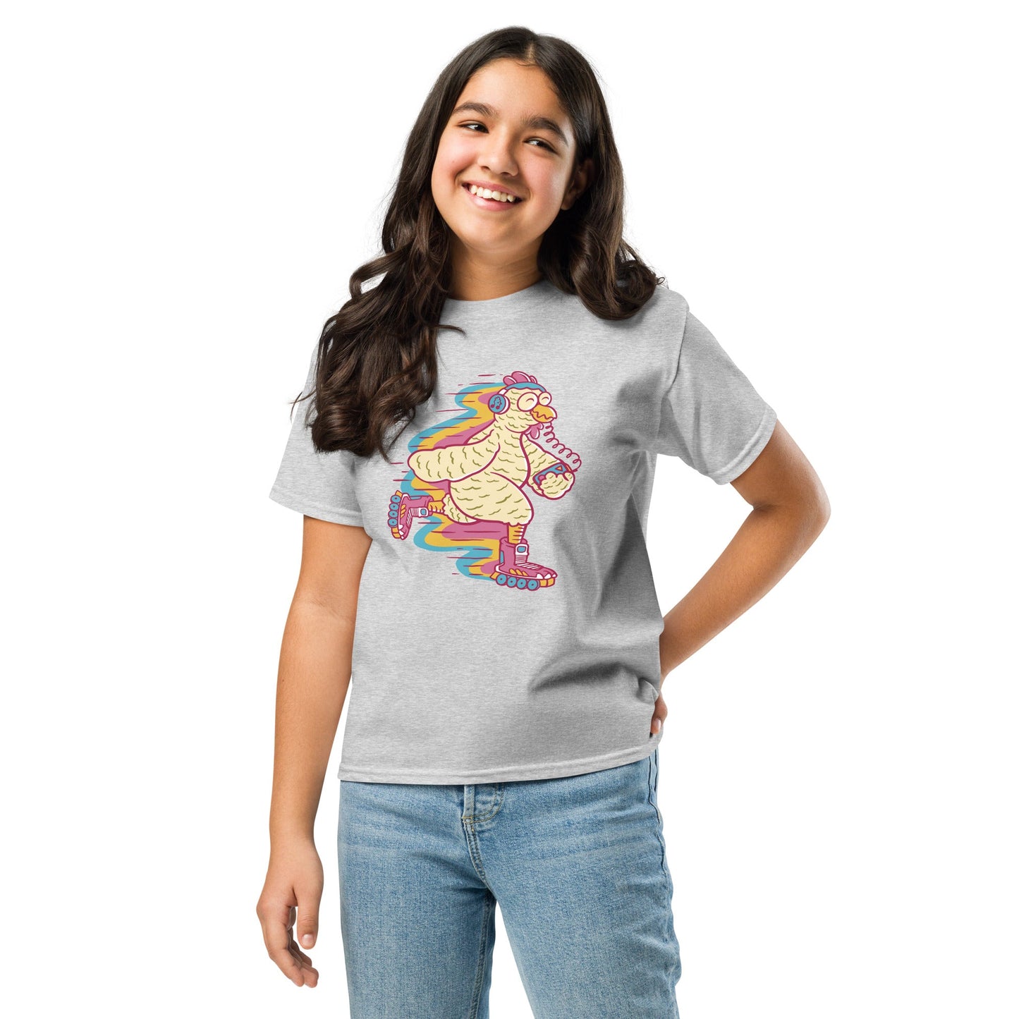 Kids Big Bird Rollerskating Tee - Y2K Design | Youth Sizes S - XL - Sublimegifts4u.com