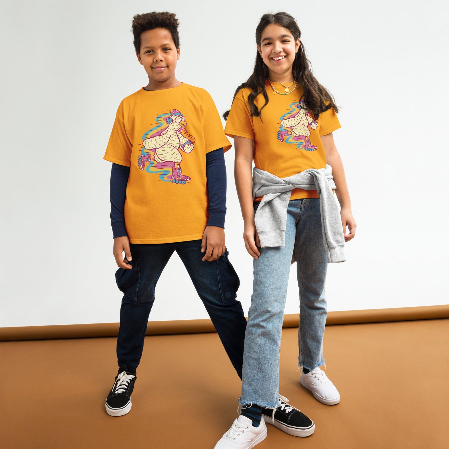 Kids Big Bird Rollerskating Tee - Y2K Design | Youth Sizes S - XL - Sublimegifts4u.com