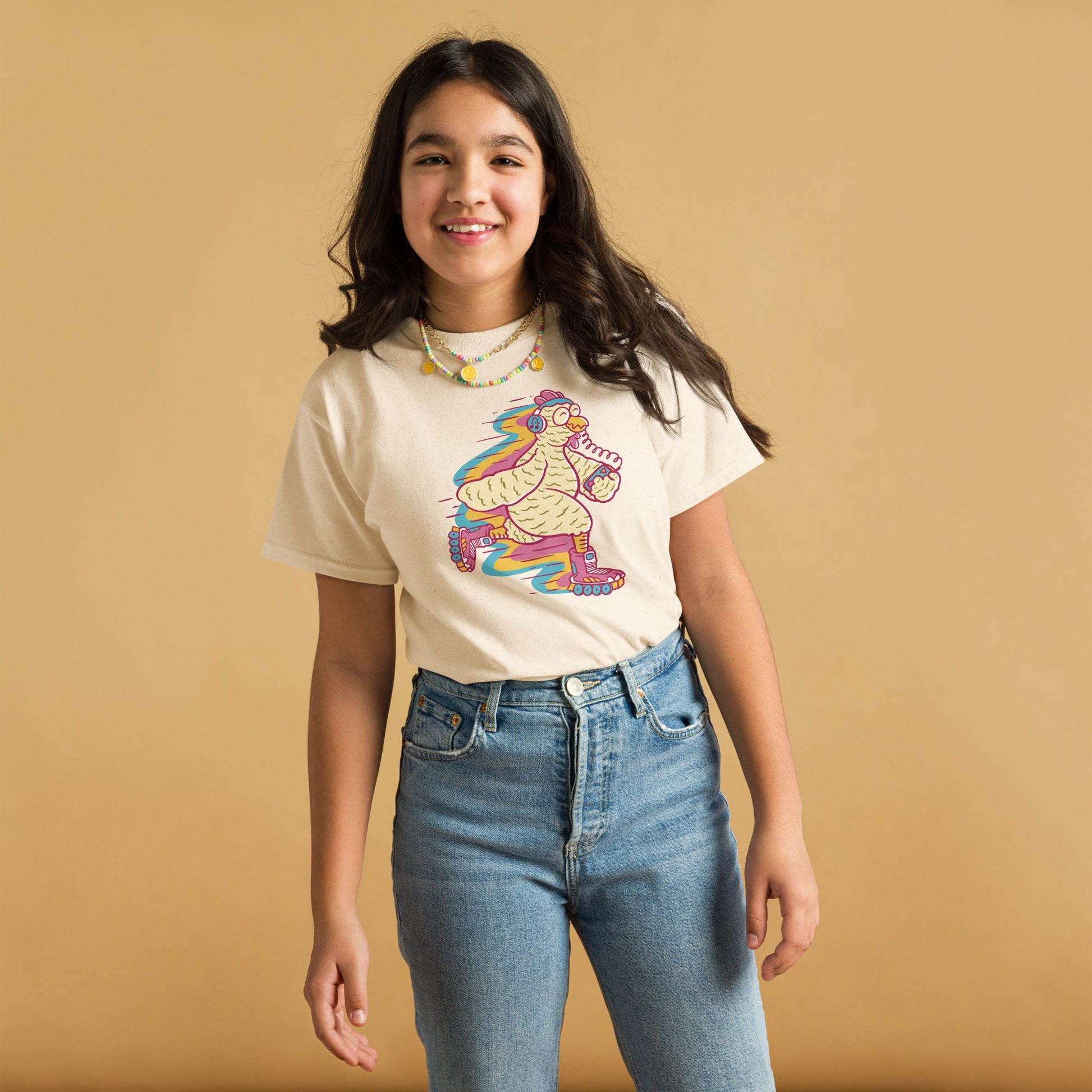 Kids Big Bird Rollerskating Tee - Y2K Design | Youth Sizes S - XL - Sublimegifts4u.com