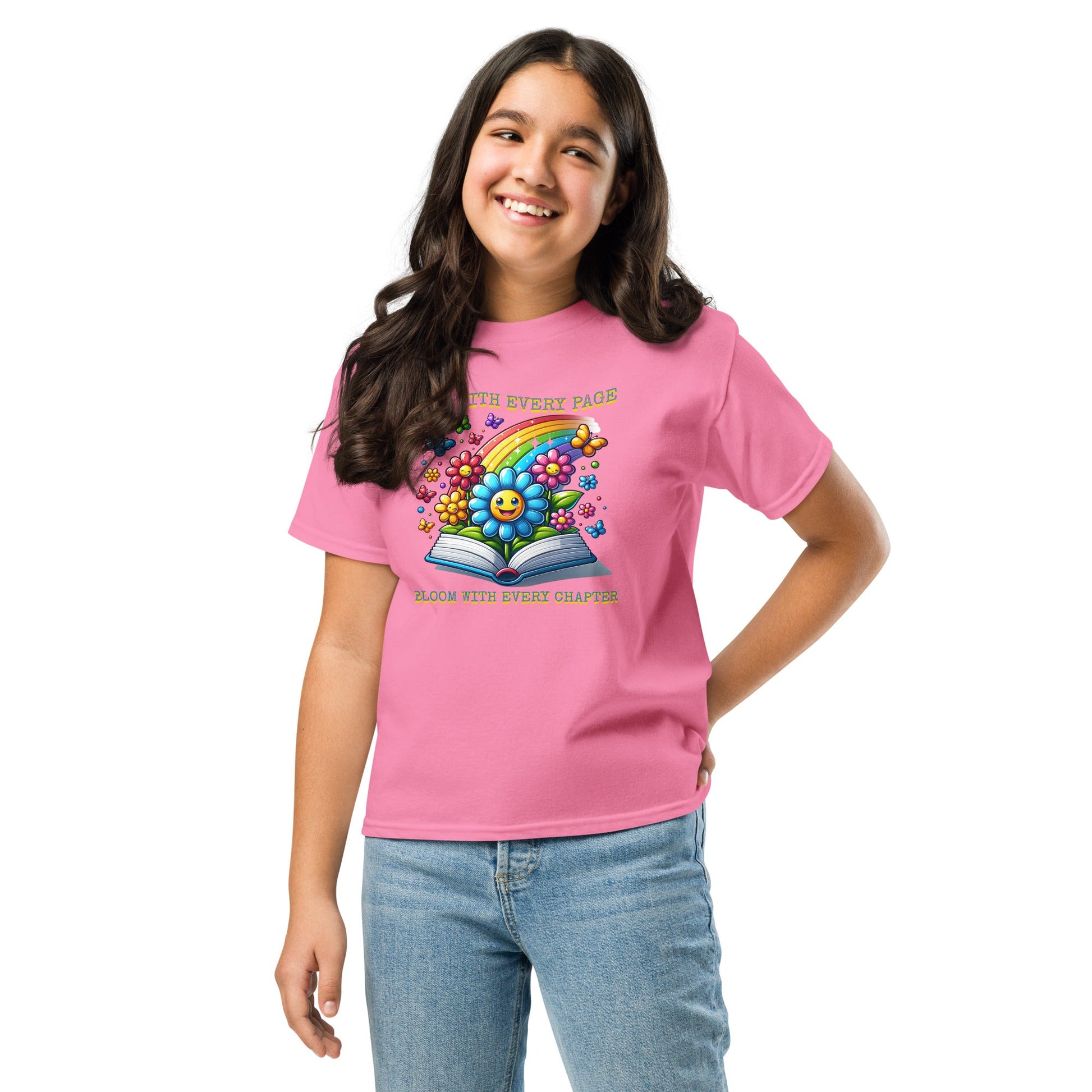 Kids Book & Rainbow Tee - Grow with Every Page, Bloom with Every Chapter | Youth Sizes S - XL - Sublimegifts4u.com