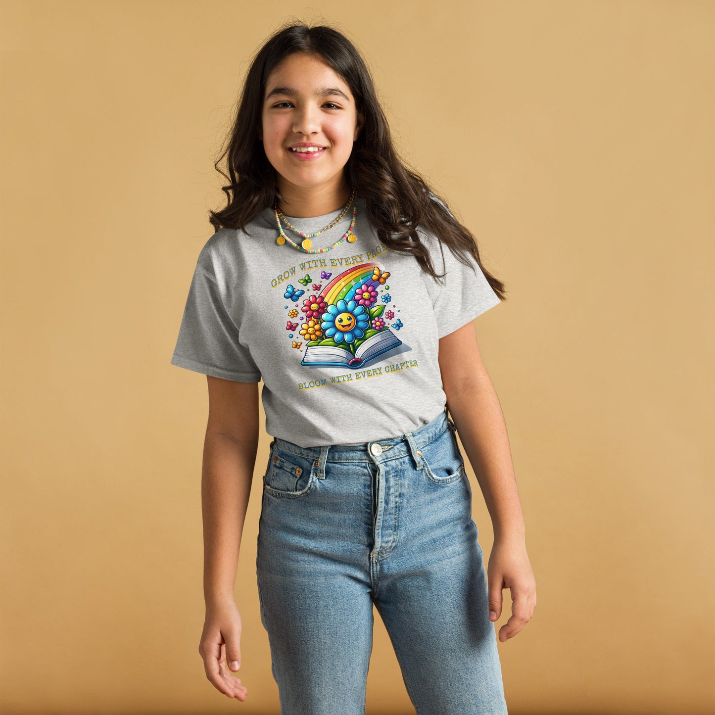 Kids Book & Rainbow Tee - Grow with Every Page, Bloom with Every Chapter | Youth Sizes S - XL - Sublimegifts4u.com