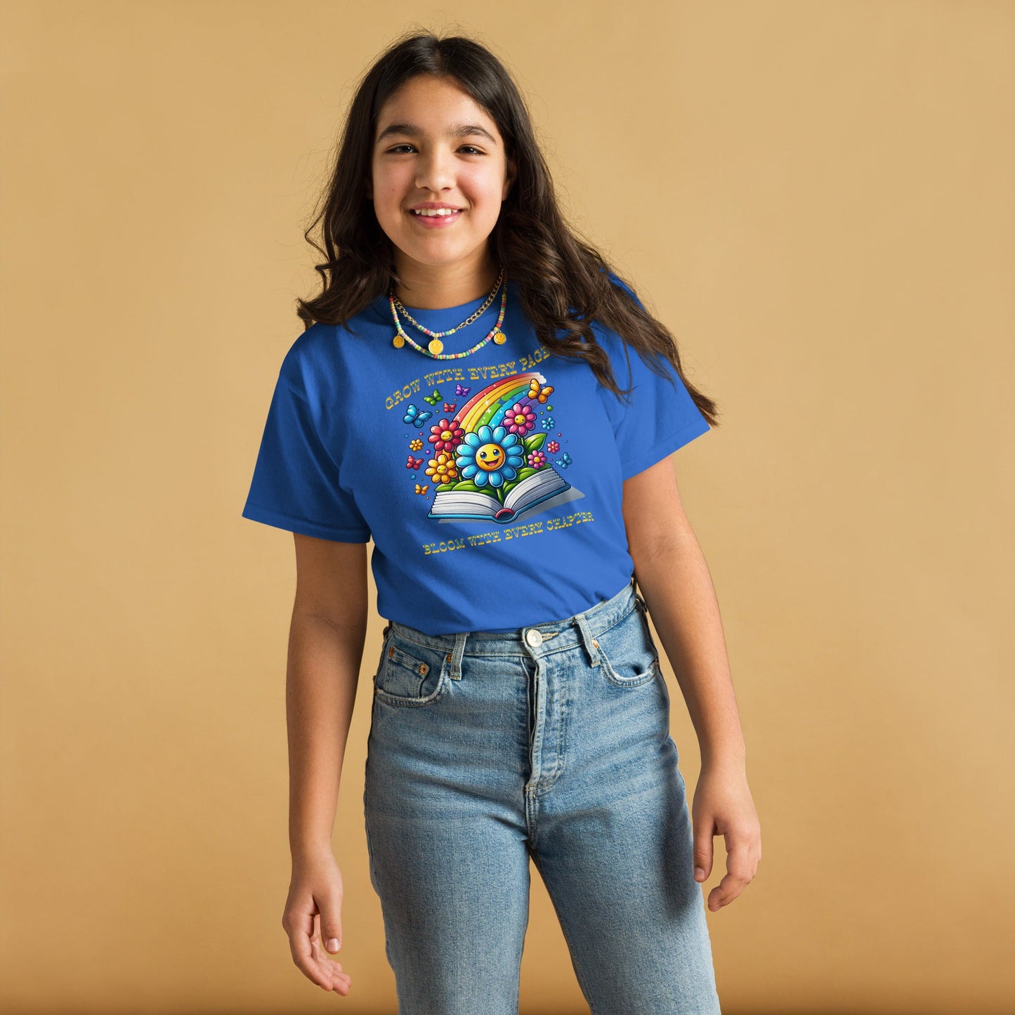 Kids Book & Rainbow Tee - Grow with Every Page, Bloom with Every Chapter | Youth Sizes S - XL - Sublimegifts4u.com