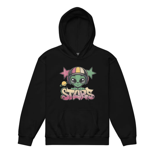 Kids Hoodie with Alien Design & Graffiti Stars | Comfortable & Durable Youth Hoodie - Sublimegifts4u.com