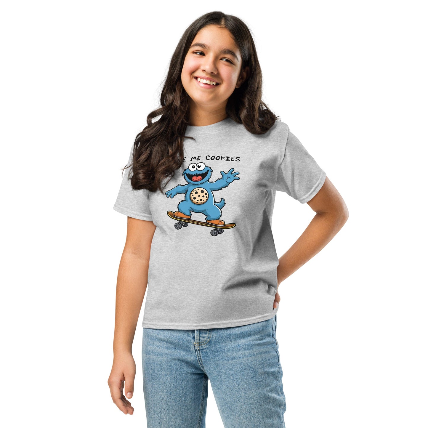 Kids' Skateboarding Monster Tee – 'Give Me Cookie' | 100% Cotton Classic Fit - Sublimegifts4u.com