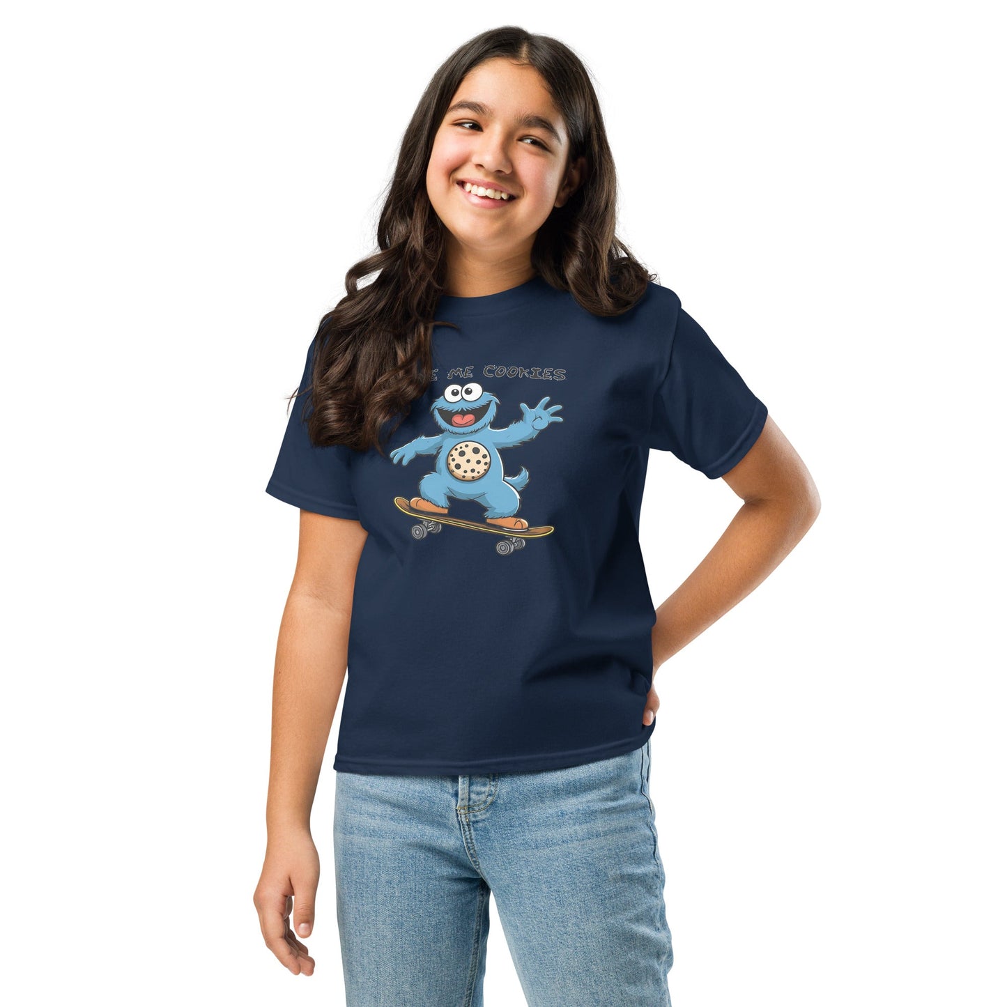 Kids' Skateboarding Monster Tee – 'Give Me Cookie' | 100% Cotton Classic Fit - Sublimegifts4u.com