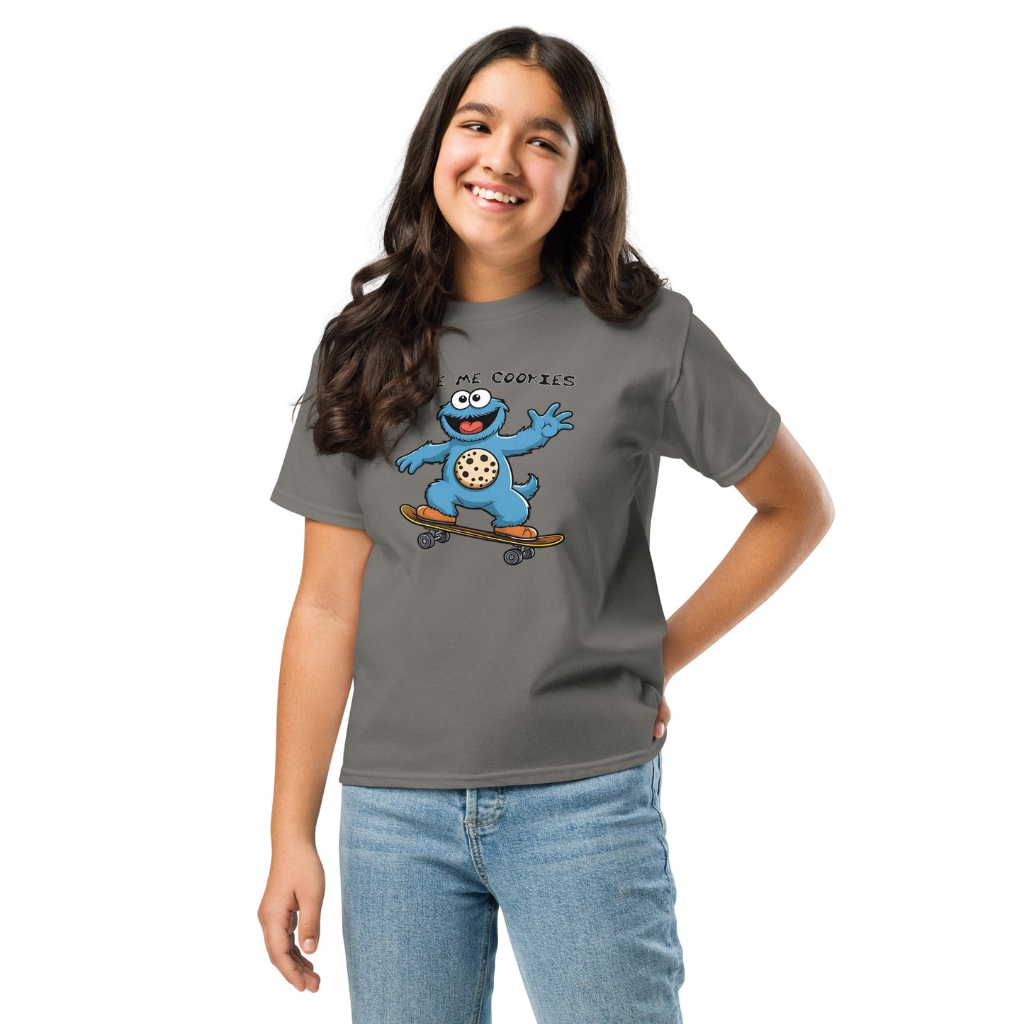 Kids' Skateboarding Monster Tee – 'Give Me Cookie' | 100% Cotton Classic Fit - Sublimegifts4u.com