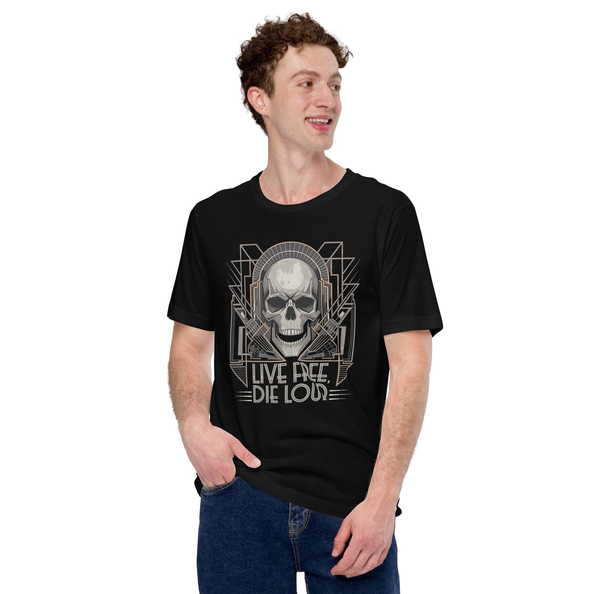 Live Free Die Loud Skull Graphic T-Shirt for Men – Bold & Comfortable Tee - Sublimegifts4u.com