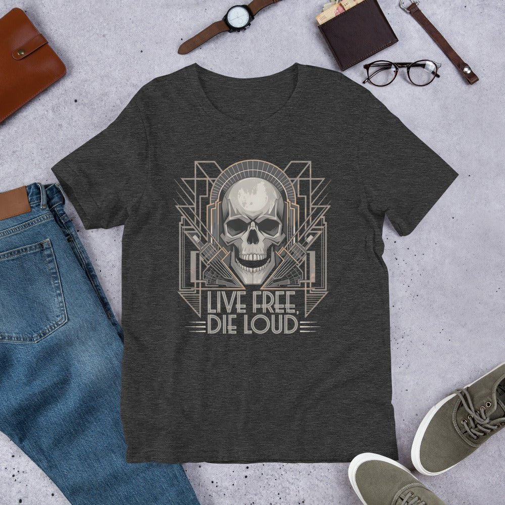 Live Free Die Loud Skull Graphic T-Shirt for Men – Bold & Comfortable Tee - Sublimegifts4u.com