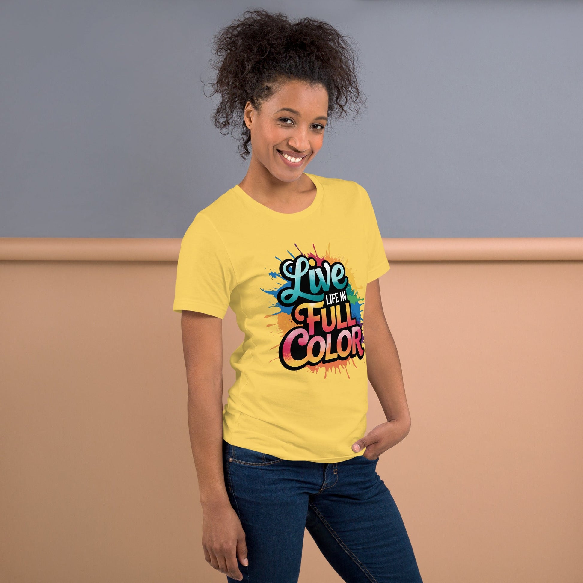 Live Life in Full Color Women's T-Shirt - Vibrant Splatter Design - Sublimegifts4u.com