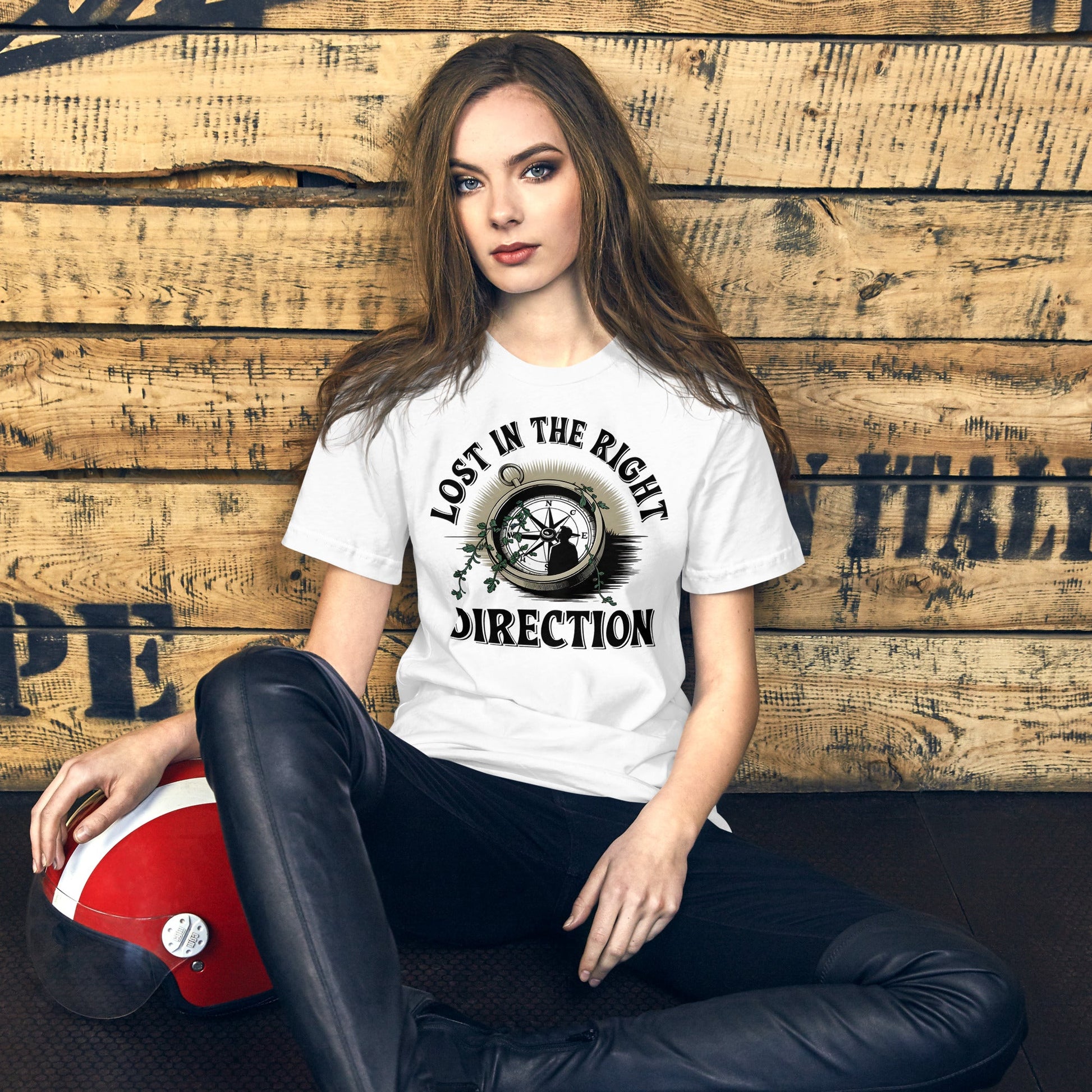 Lost in the Right Direction Women's T-Shirt - Grunge Motivational Quote & Compass Design - Sublimegifts4u.com