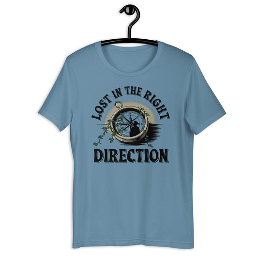 Lost in the Right Direction Women's T-Shirt - Grunge Motivational Quote & Compass Design - Sublimegifts4u.com