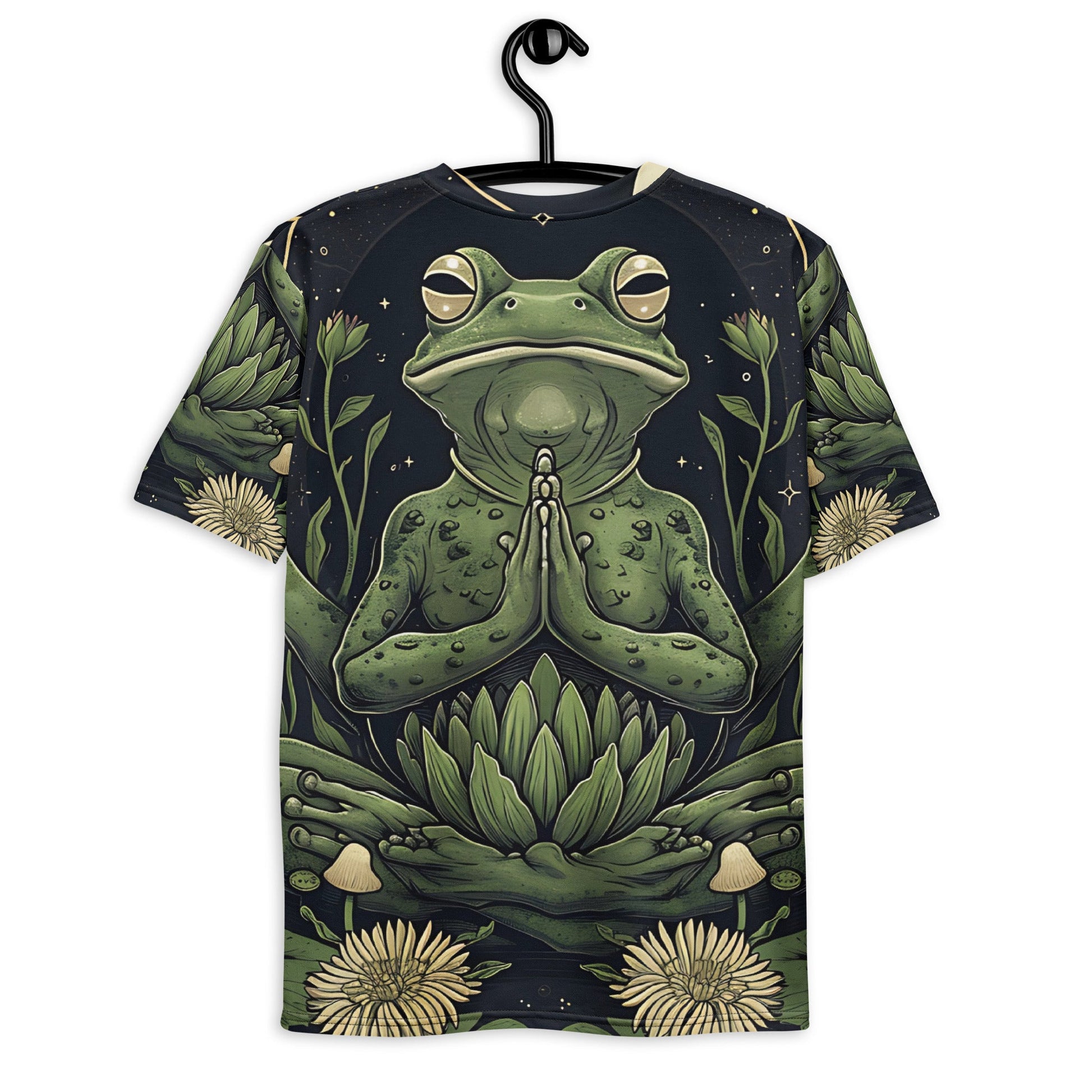 Men’s All - Over Print Meditating Frog T-Shirt - Soft & Stretchy Spiritual Tee - Sublimegifts4u.com