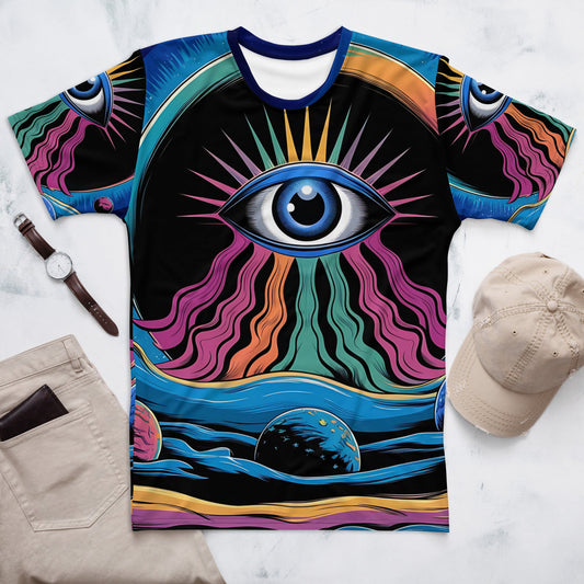 Men's All - Over Print Tee with Psychedelic Colorful Eye | Comfortable Stretch Fabric - Sublimegifts4u.com