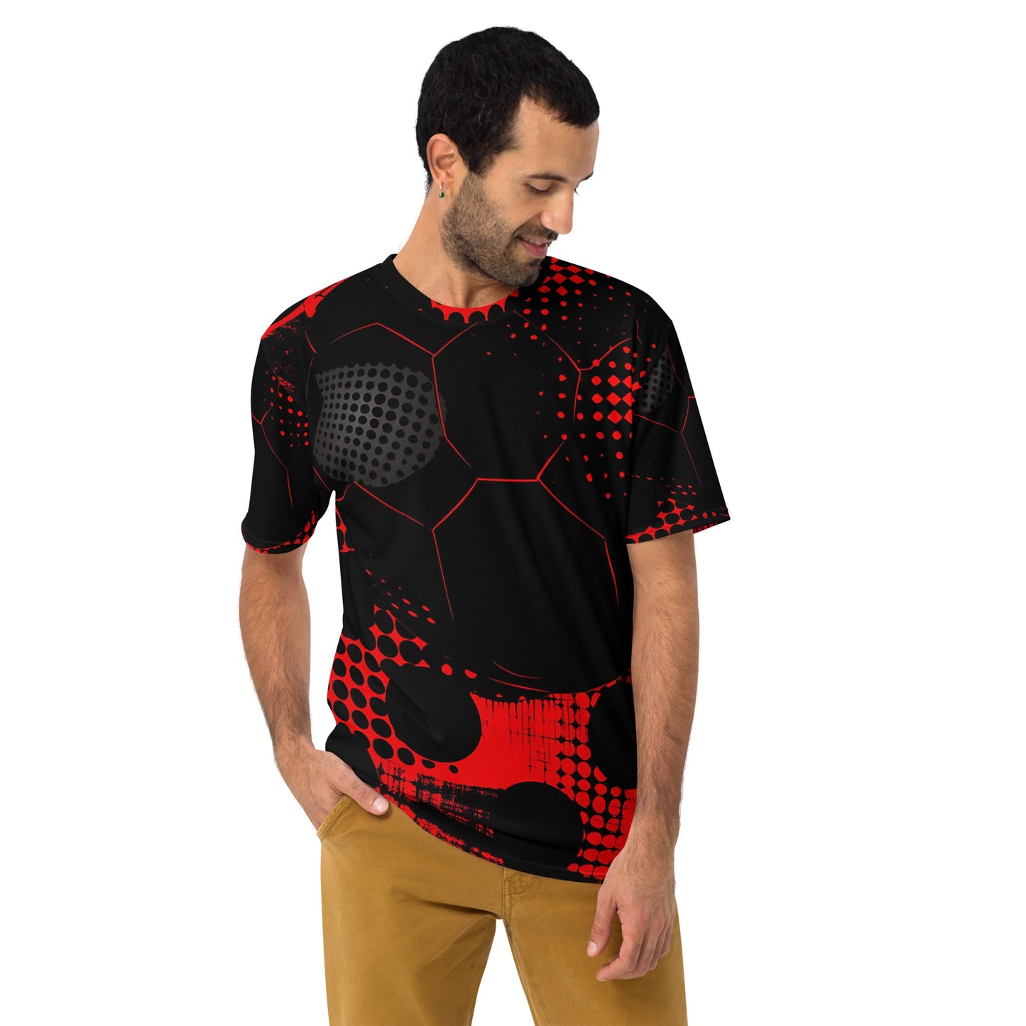 Men's Black and Red Dotted Grunge All - Over Print Tee - Smooth and Comfortable - Sublimegifts4u.com