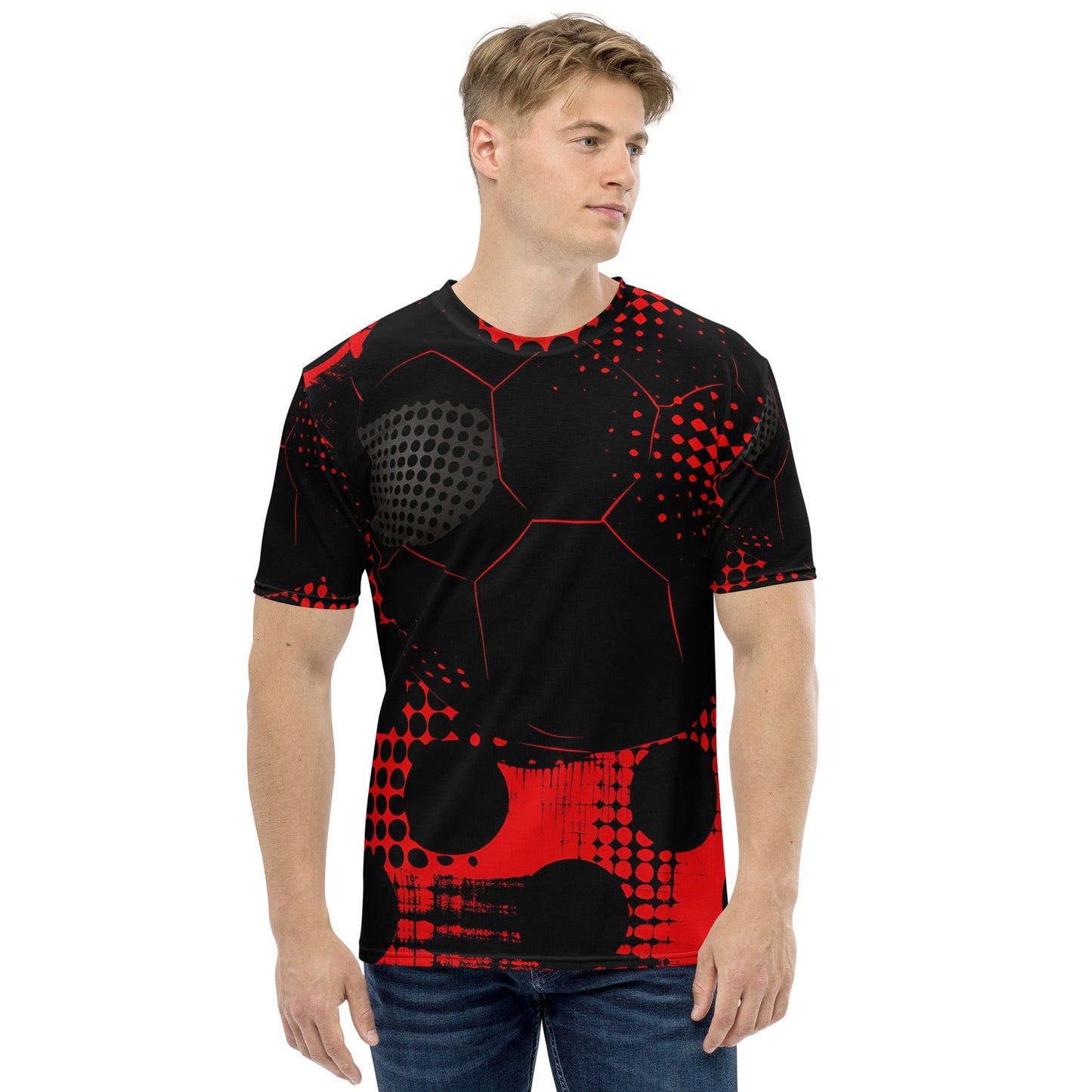 Men's Black and Red Dotted Grunge All - Over Print Tee - Smooth and Comfortable - Sublimegifts4u.com