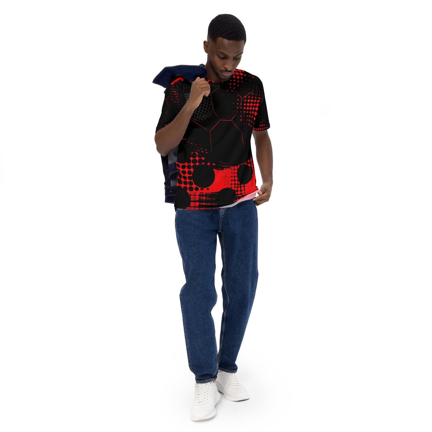 Men's Black and Red Dotted Grunge All - Over Print Tee - Smooth and Comfortable - Sublimegifts4u.com