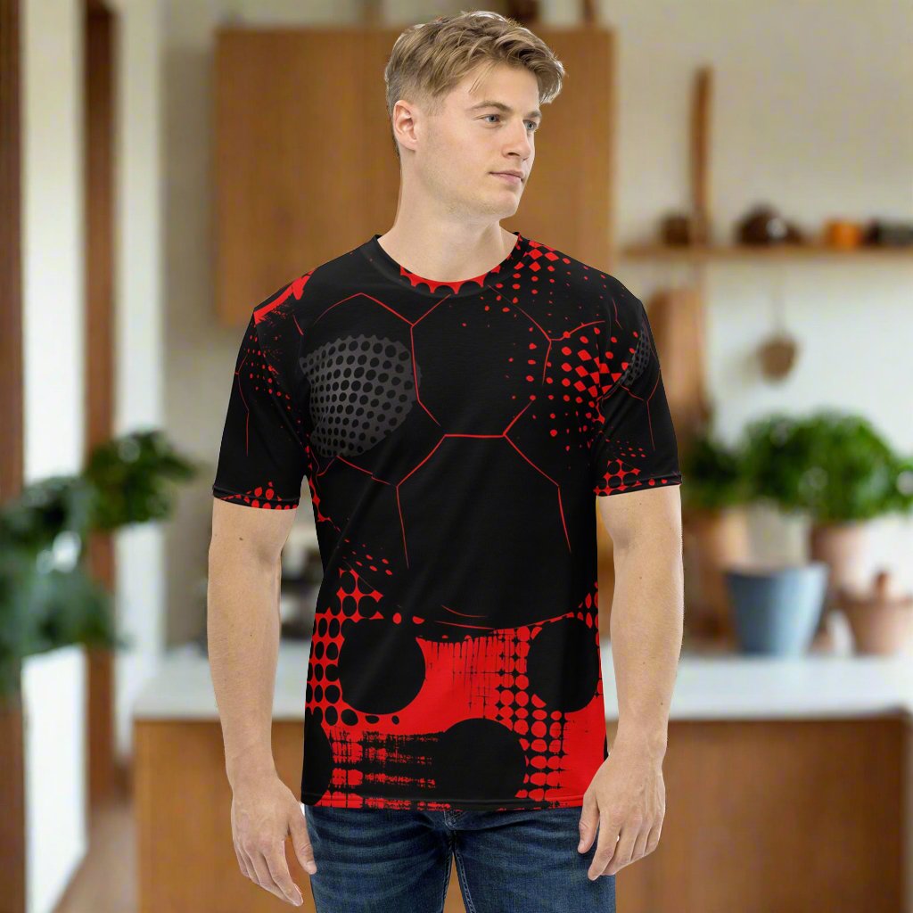 Men's Black and Red Dotted Grunge All - Over Print Tee - Smooth and Comfortable - Sublimegifts4u.com