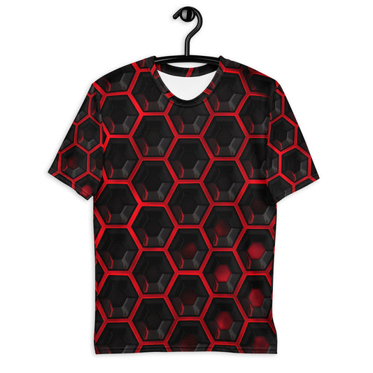 Men's Black and Red Tech Grunge All - Over Print Tee - Smooth and Comfortable - Sublimegifts4u.com