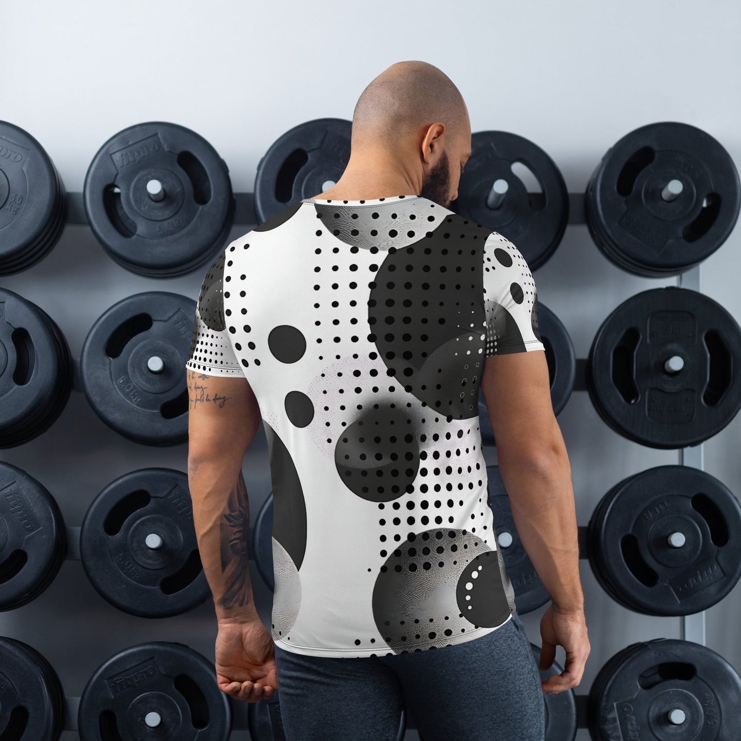 Men's Black and White All - Over Print Workout T-Shirt - Moisture - Wicking Performance - Sublimegifts4u.com