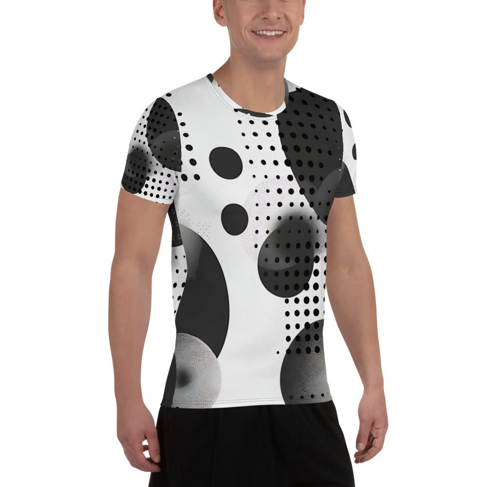 Men's Black and White All - Over Print Workout T-Shirt - Moisture - Wicking Performance - Sublimegifts4u.com