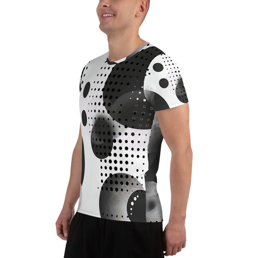 Men's Black and White All - Over Print Workout T-Shirt - Moisture - Wicking Performance - Sublimegifts4u.com