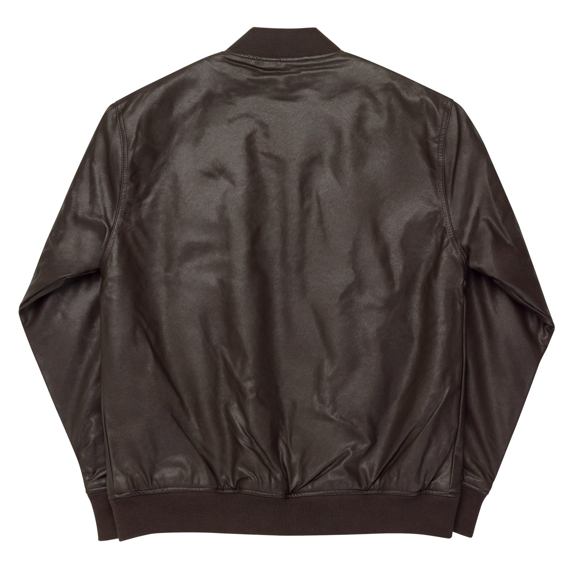 Men's Bomber Jacket with Running Symbol - Brown & Black PU Leather - Sublimegifts4u.com