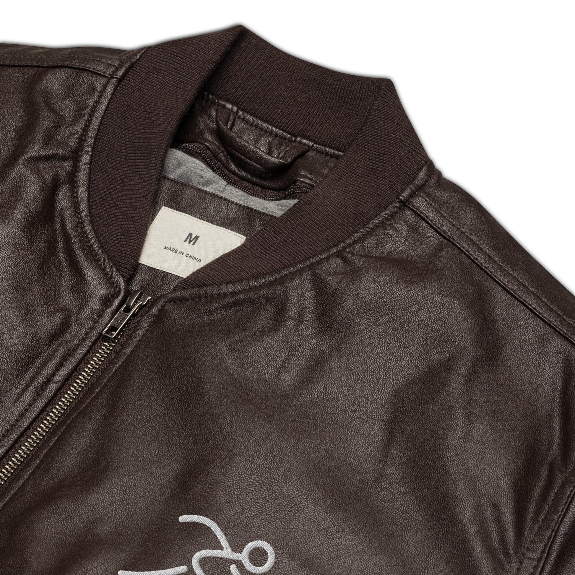 Men's Bomber Jacket with Running Symbol - Brown & Black PU Leather - Sublimegifts4u.com