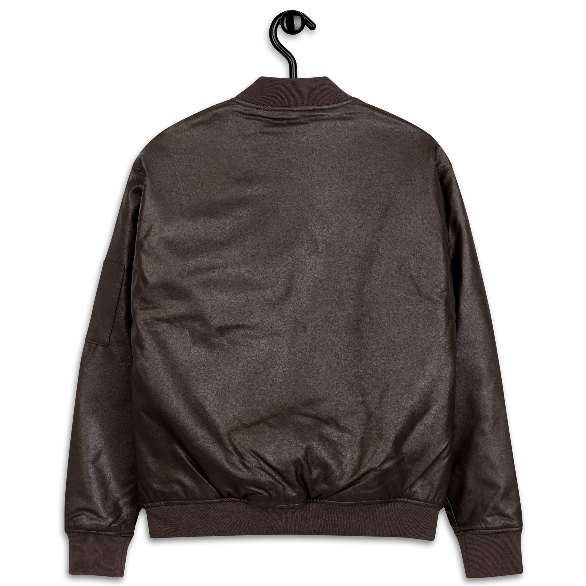 Men's Brown Bomber Jacket with Embroidered Arrows and Boss - Classic PU Leather - Sublimegifts4u.com