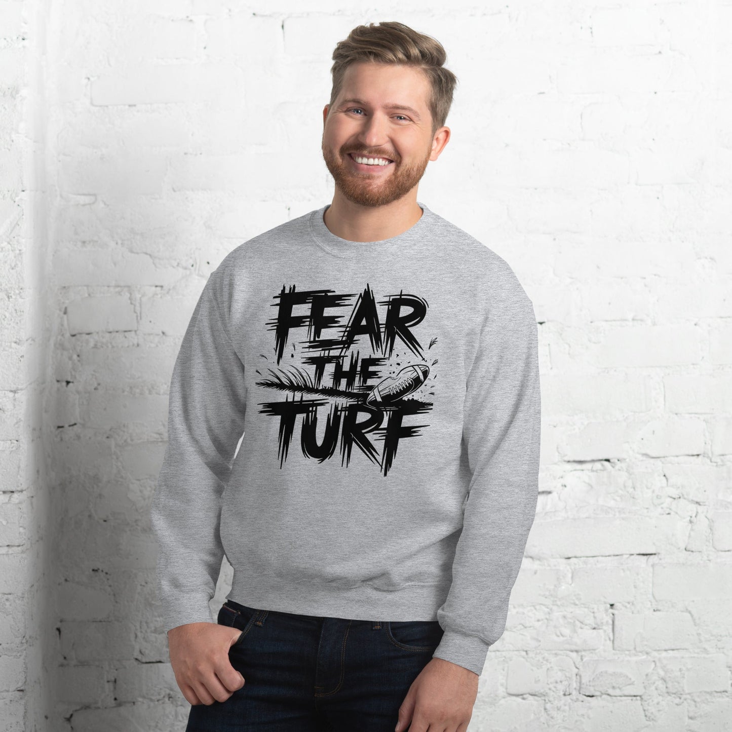 Men's Fear the Turf Sweatshirt – Soft & Warm with Bold Graphic Design - Sublimegifts4u.com