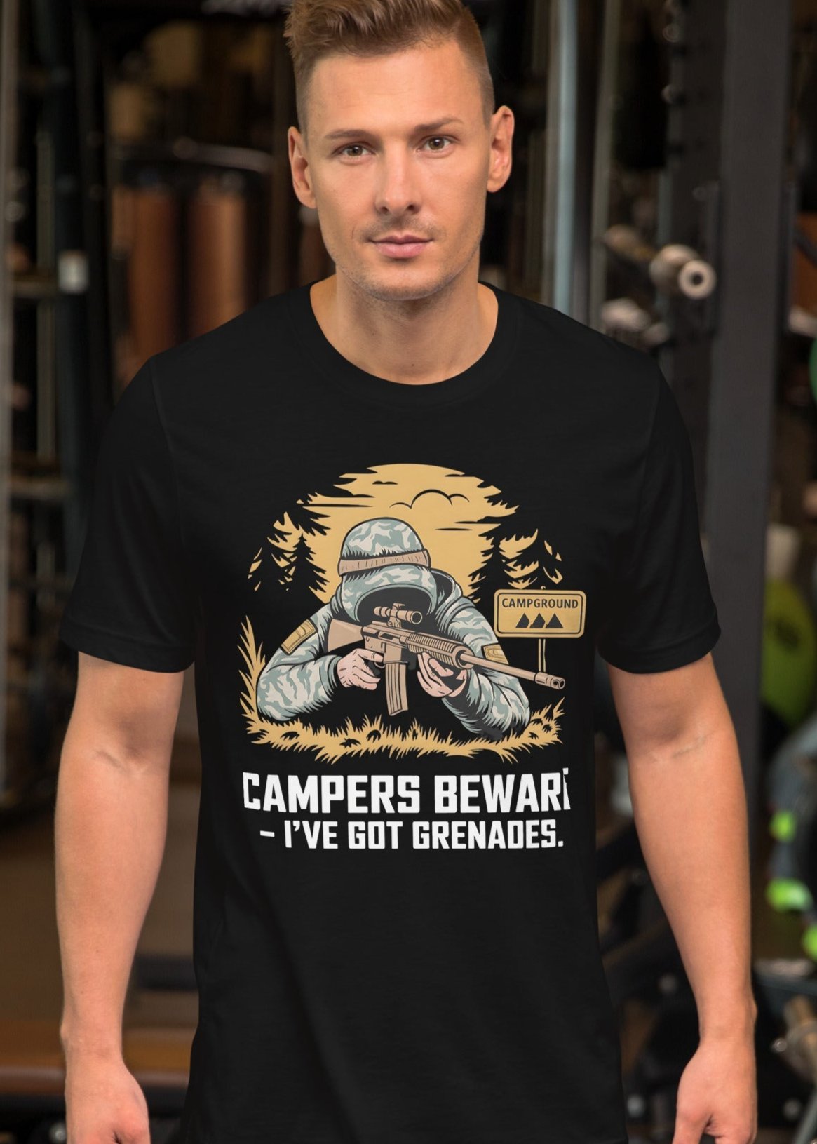 Men's Funny Video Game T-Shirt - "Campers I've Got Grenades - Sublimegifts4u.com