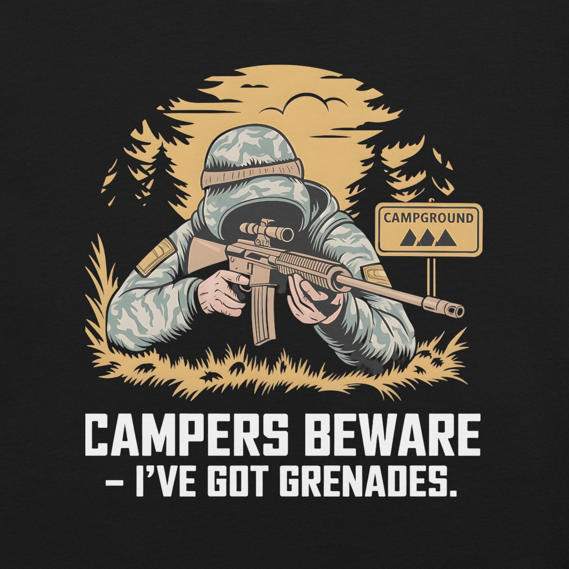 Men's Funny Video Game T-Shirt - "Campers I've Got Grenades - Sublimegifts4u.com