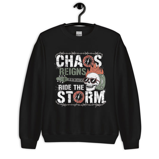 Men's Grunge Sweatshirt - Guitar & Skull Design | Chaos Reigns - Sublimegifts4u.com