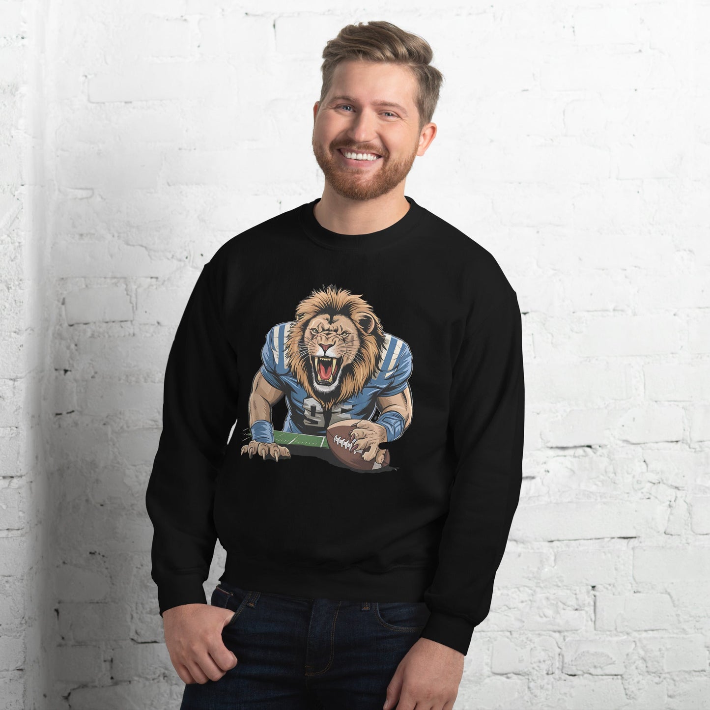 Men's Lion Football Sweatshirt – Warm & Classic Fit - Sublimegifts4u.com