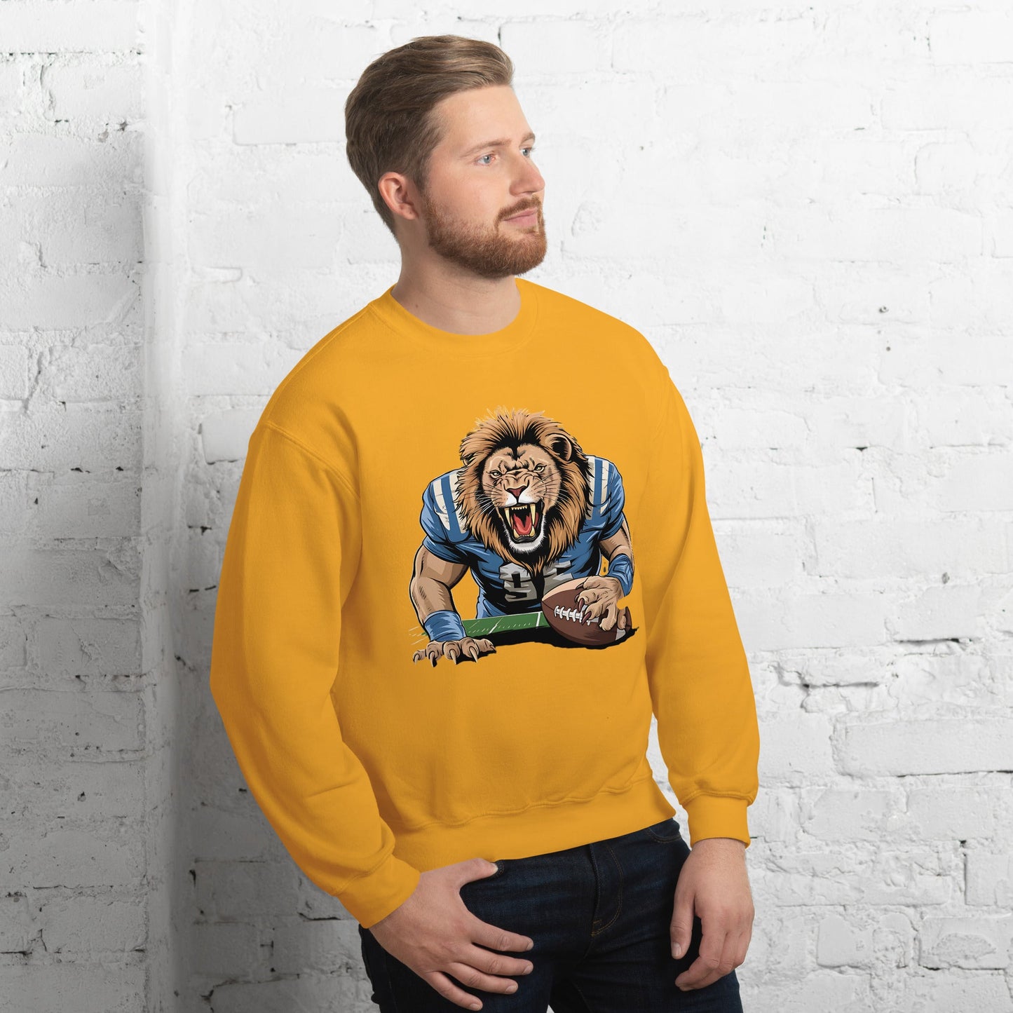 Men's Lion Football Sweatshirt – Warm & Classic Fit - Sublimegifts4u.com