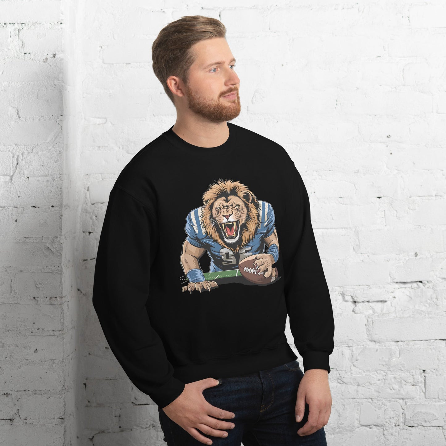 Men's Lion Football Sweatshirt – Warm & Classic Fit - Sublimegifts4u.com